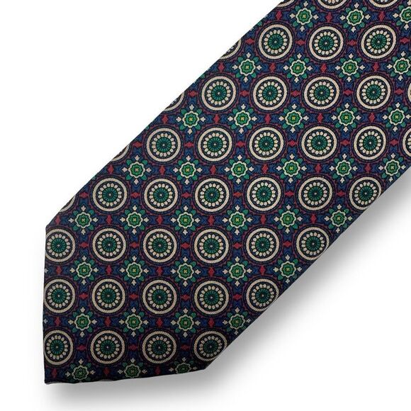 Christopher Hayes Men's Necktie Multicolored Mandala Paisley Print 100% Silk - Picture 1 of 7